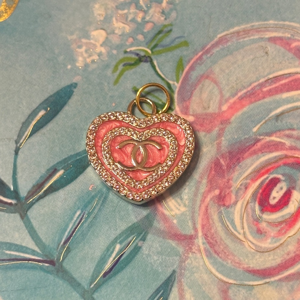 Chanel Pink Heart charm with Silver Accents